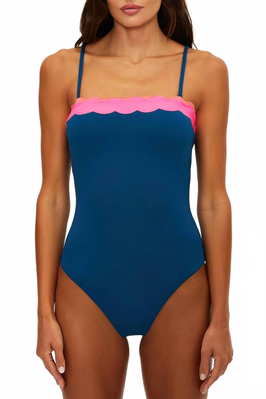 NEW BEACH RIOT women's josey one piece in navy blue and pink